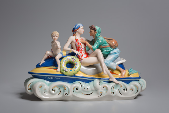 Mare Mediterraneum #4, AES+F, 2018, porcelain, hand painted, 25.5 x 42 x 18.7 cm. © AES+F | ARS New York, Photo by Alexander Lepeshkin, Courtesy of artist, Noirmontartproduction and MAMM