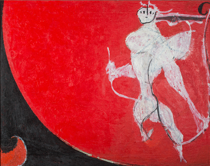 Osvaldo Licini, Angelo ribelle su fondo rosso scuro / Rebel Angel on a Dark Red Background, 1946 
