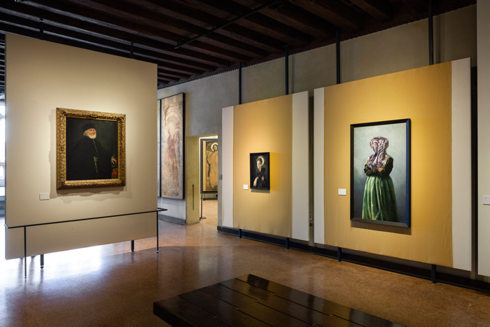 Dialoghi Contemporanei con Tintoretto [Contemporary Dialogues with Tintoretto], exhibition view at Galleria Giorgio Franchetti alla Ca' D'Oro Image Courtesy: Zuecca Projects. Photo: Marco Dabbicco