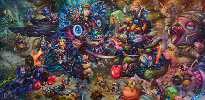 Aof Smith, Final Ravage, 2017. Oil on linen, 190x370 cm | Image Courtesy of Aof Smith